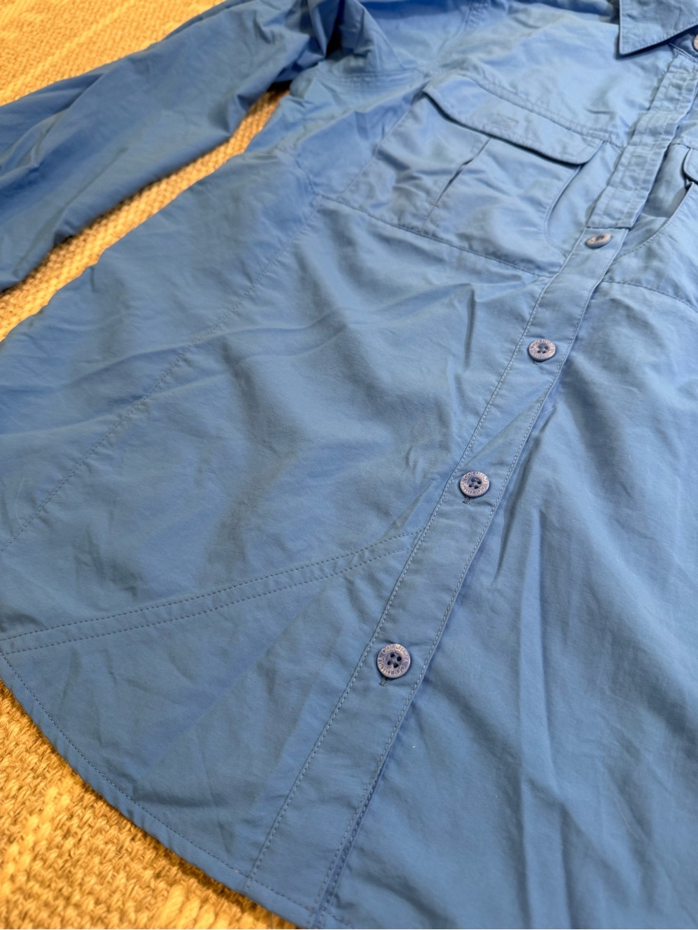 Columbia Women’s Size Medium PFG Omni-Shield Long Sleeve Fishing Shirt Blue - Picture 7 of 13